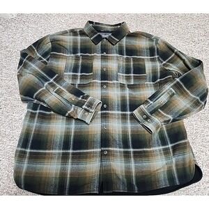 Rugged Elements XXL Green Plaid Flannel Shirt Jacket Fleece Lined
